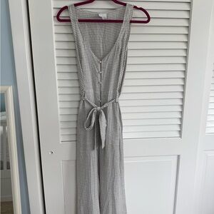 Skylar + Madison Gray Jumpsuit with V-Neck and Tie Waist